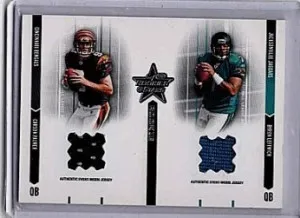 Jersey Carson Palmer, Byron Leftwich 2003 Leaf Rookies & Stars RC Jersey Relic /400 front